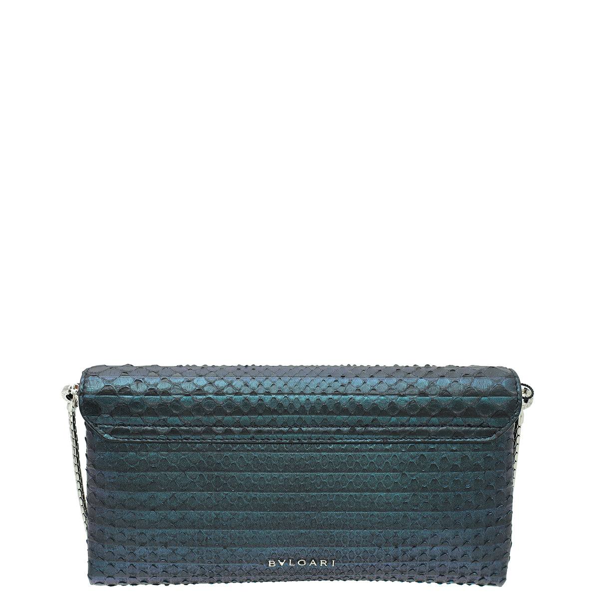 Bvlgari Metallic Teal Python Serpenti Forever Tassel Clutch