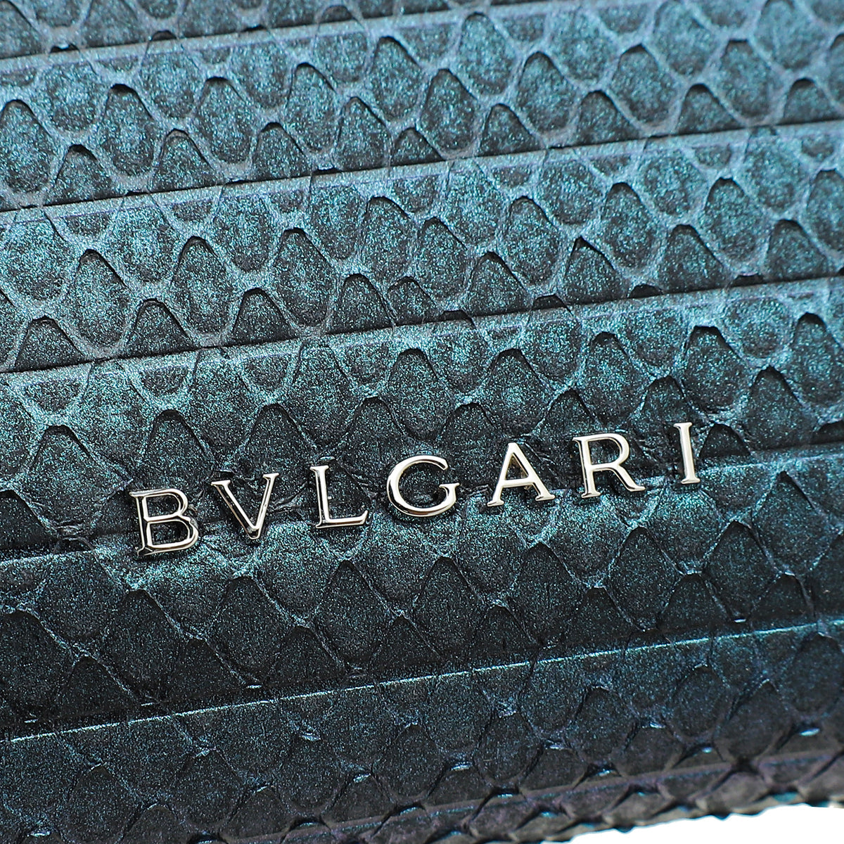 Bvlgari Metallic Teal Python Serpenti Forever Tassel Clutch