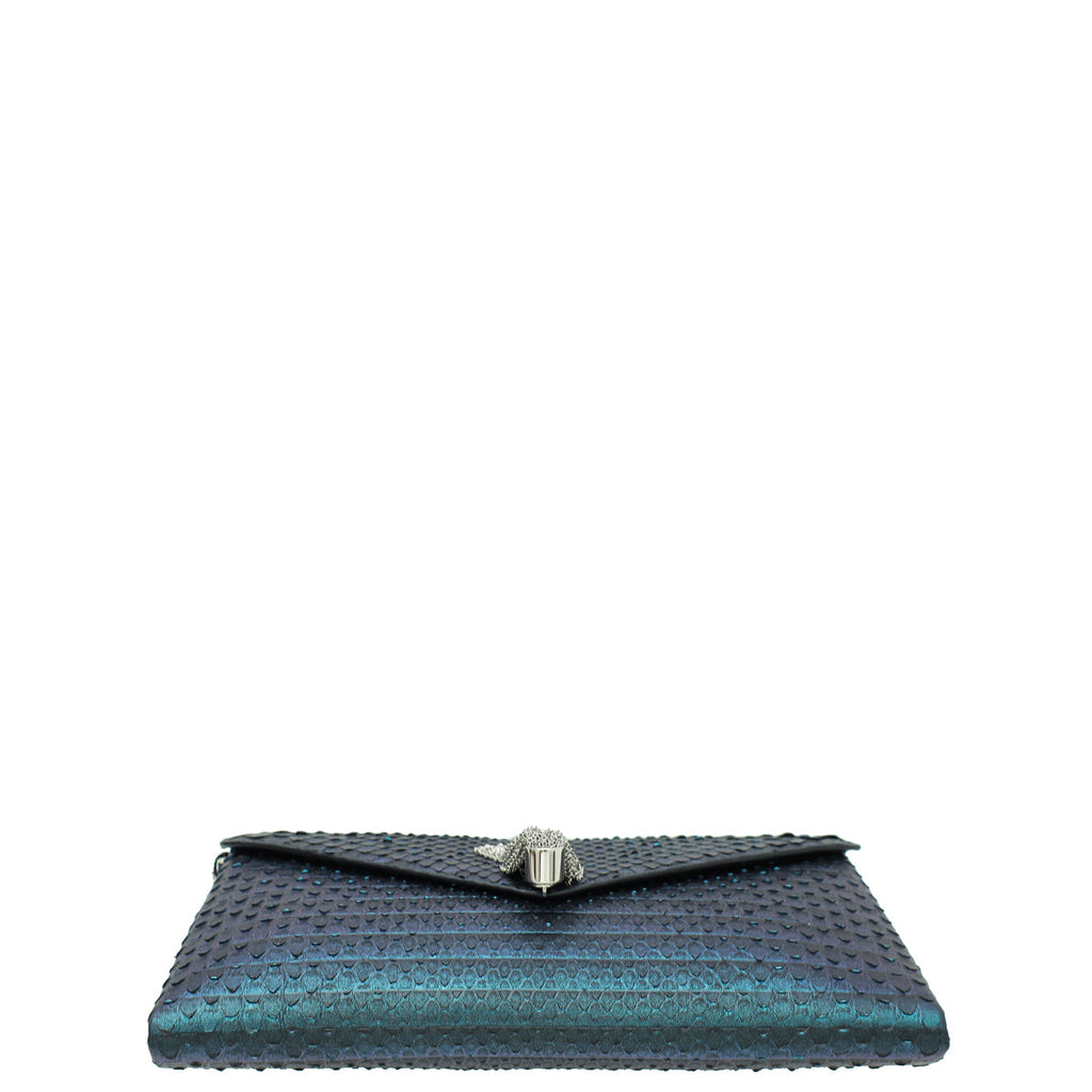 Bvlgari Metallic Teal Python Serpenti Forever Tassel Clutch