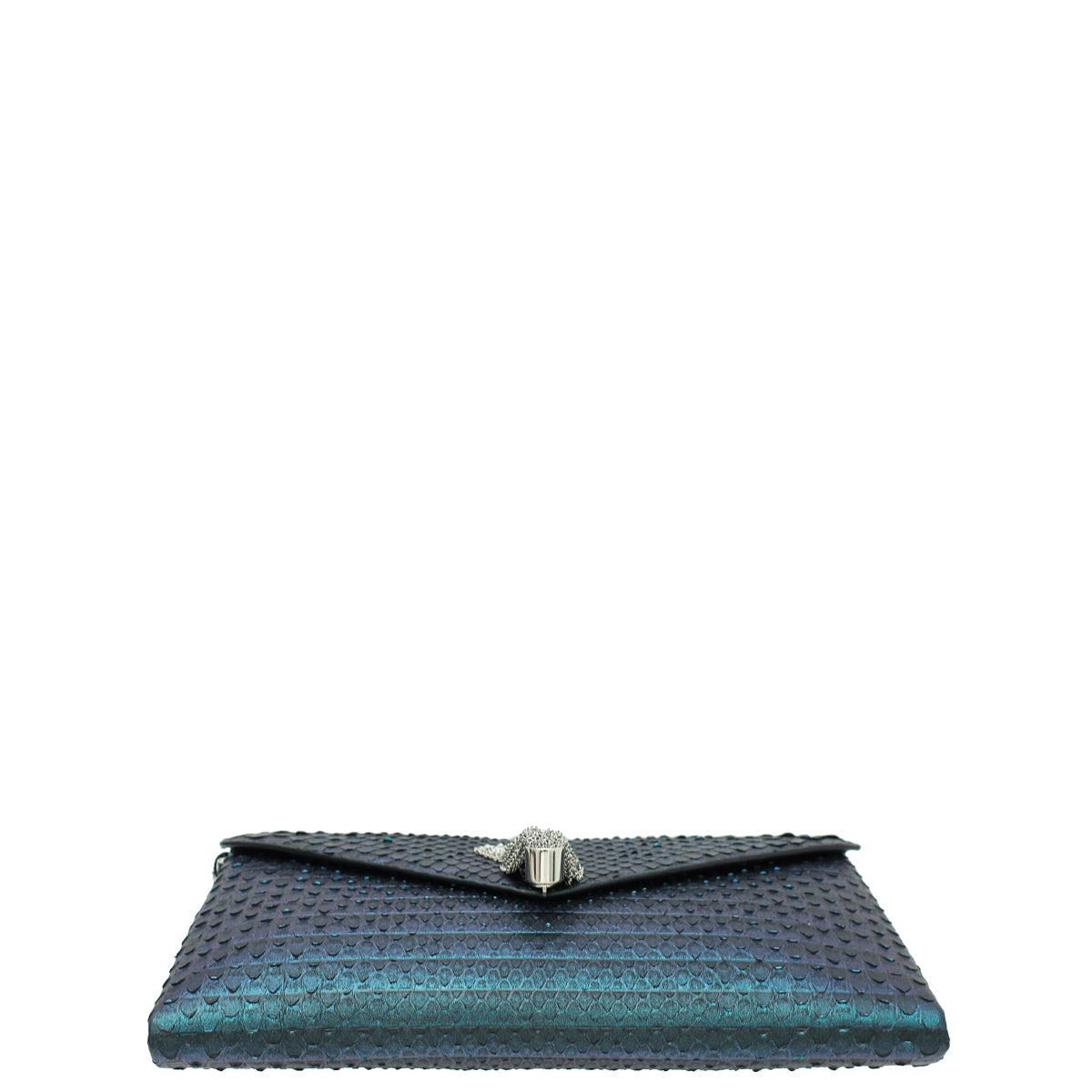 Bvlgari Metallic Teal Python Serpenti Forever Tassel Clutch