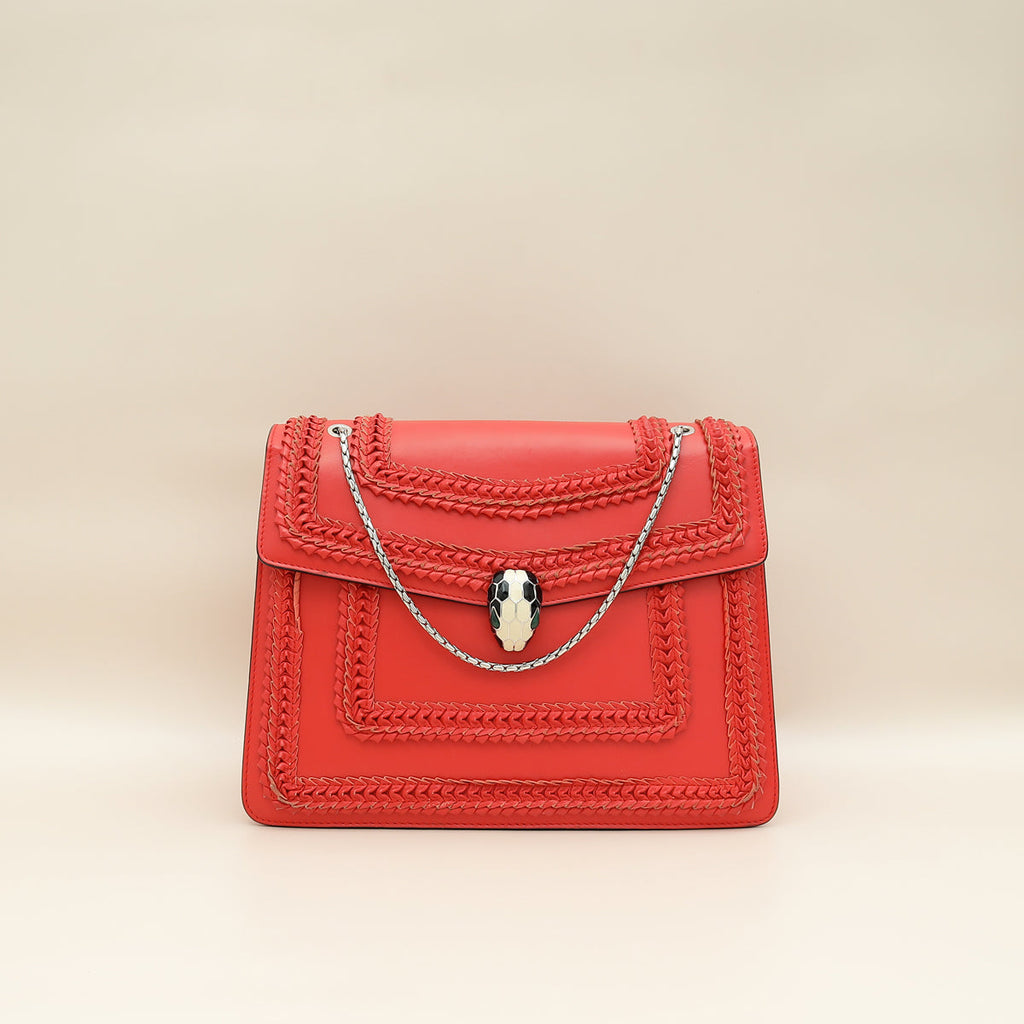 Bvlgari Red Serpenti Forever Large Shoulder Bag