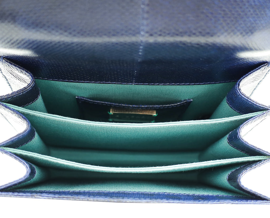 Bvlgari Navy Blue Karung Serpenti Forever Top Handle Bag