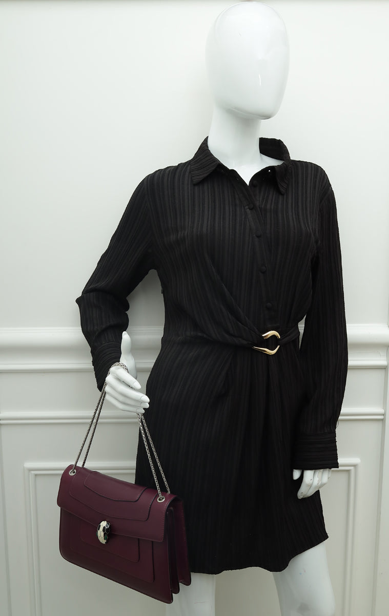 Bvlgari Violet Serpenti Forever Flap Medium Shoulder Bag