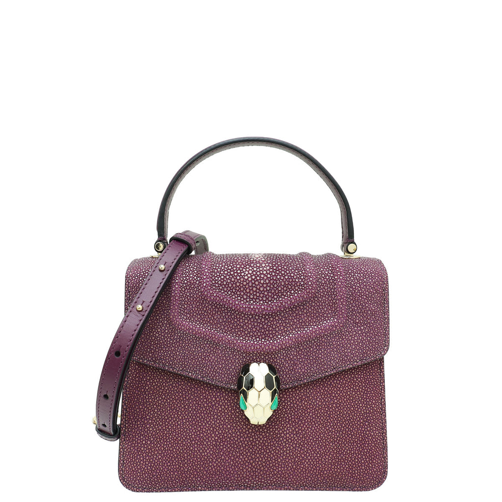 Bvlgari Violet Serpenti Forever Small Top Handle Bag
