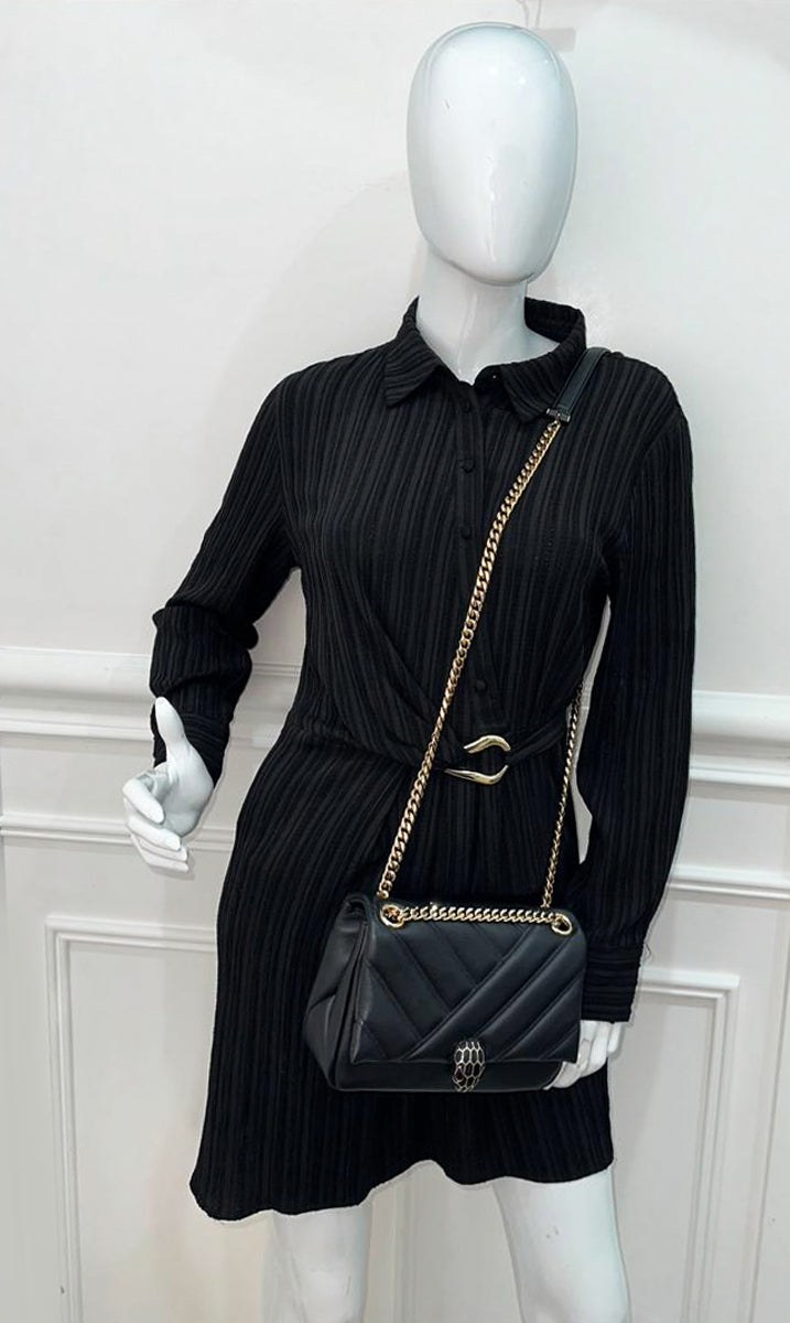 Bvlgari Black Cabochon Shoulder Bag
