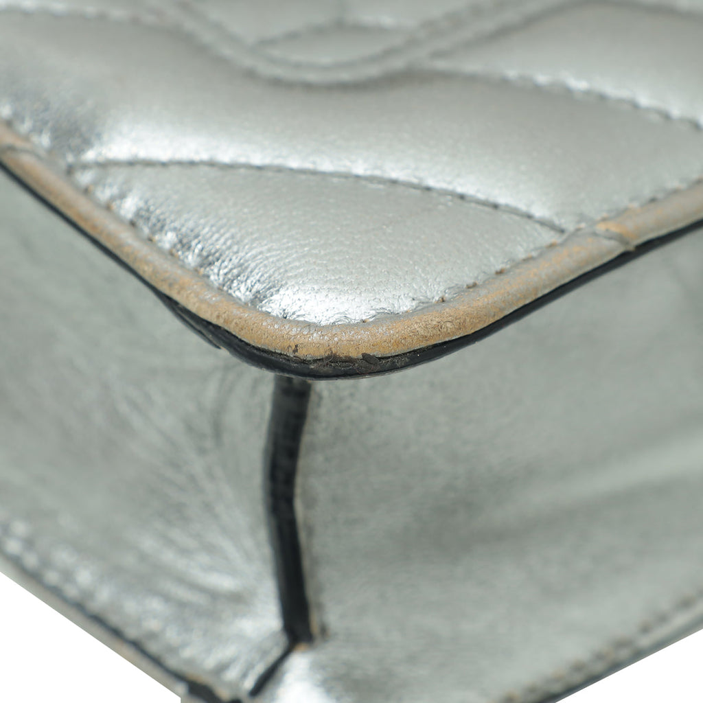 Bvlgari Metallic Silver Serpenti Forever Quilted Scaglie Flap Bag