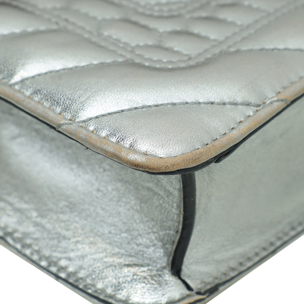Bvlgari Metallic Silver Serpenti Forever Quilted Scaglie Flap Bag