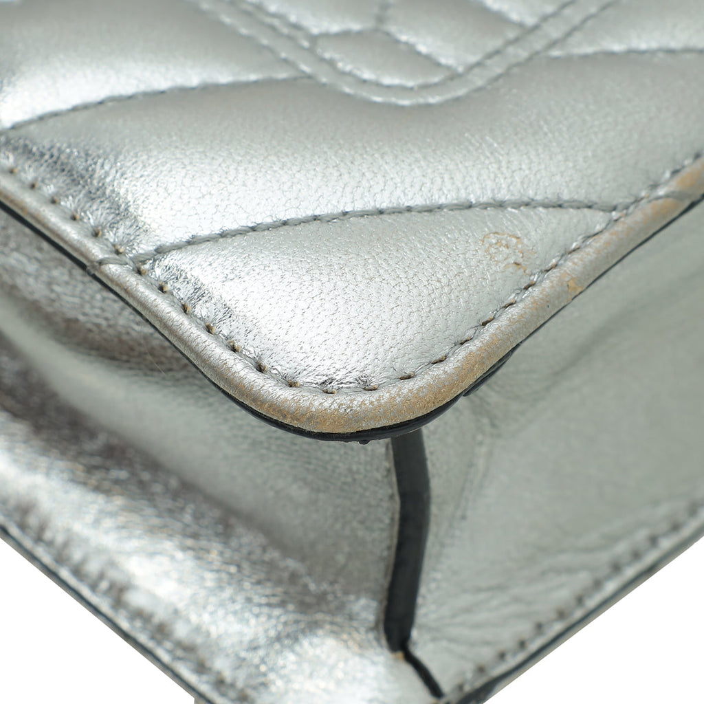 Bvlgari Metallic Silver Serpenti Forever Quilted Scaglie Flap Bag