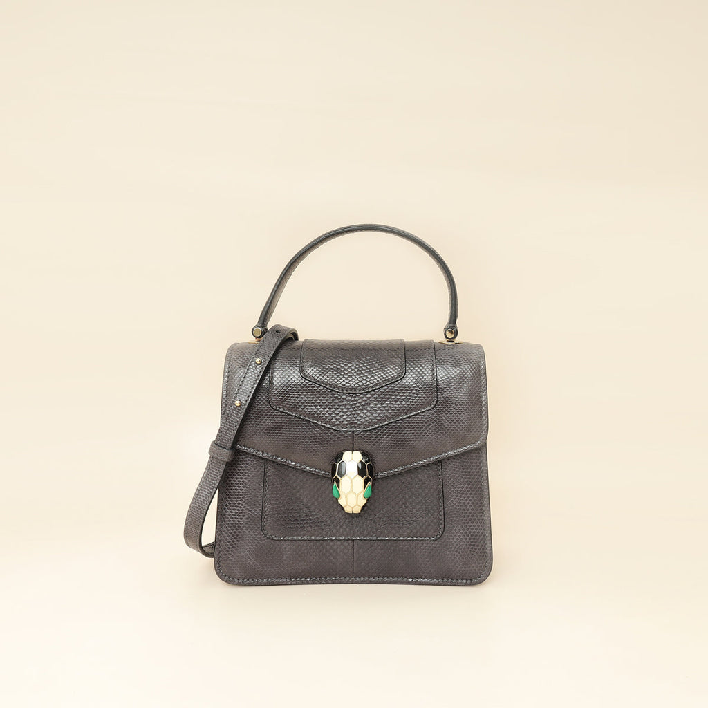 Bvlgari Grey Serpenti Forever Karung Top Handle Bag