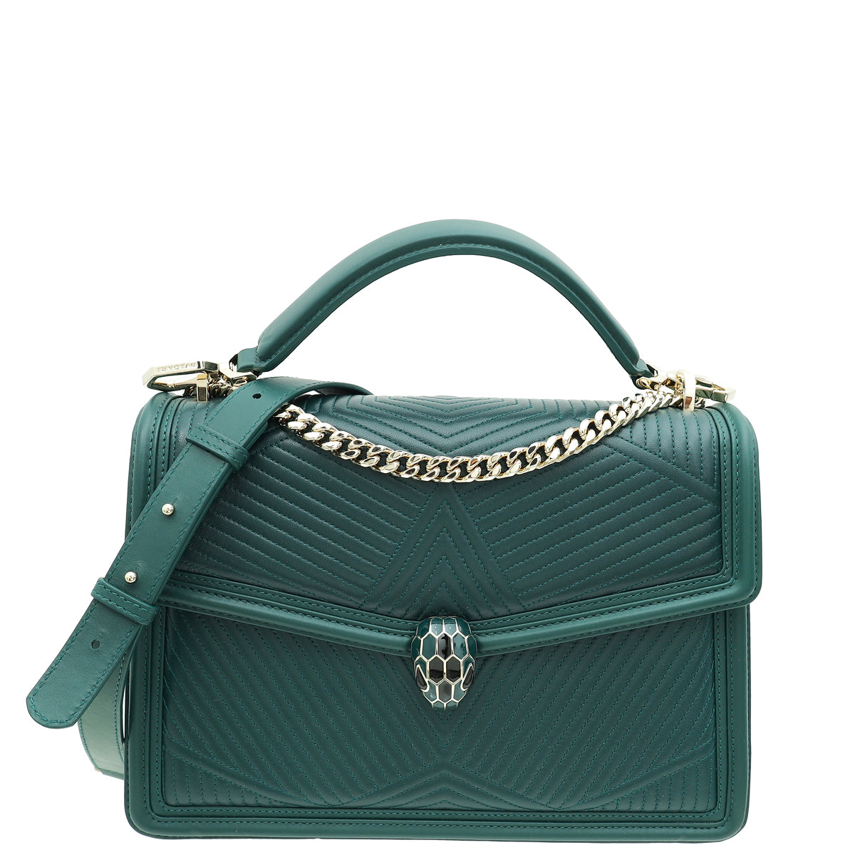Bvlgari Forest Emerald Serpenti Diamond Blast Medium Flap Bag