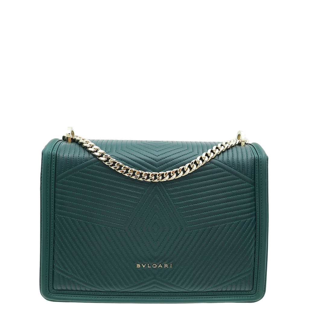 Bvlgari Forest Emerald Serpenti Diamond Blast Medium Flap Bag