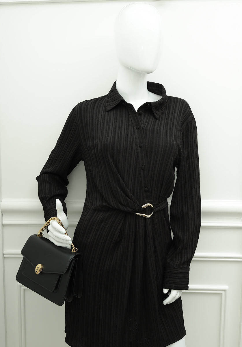 Bvlgari Black Serpenti Forever Chain Top Handle Flap Small Bag