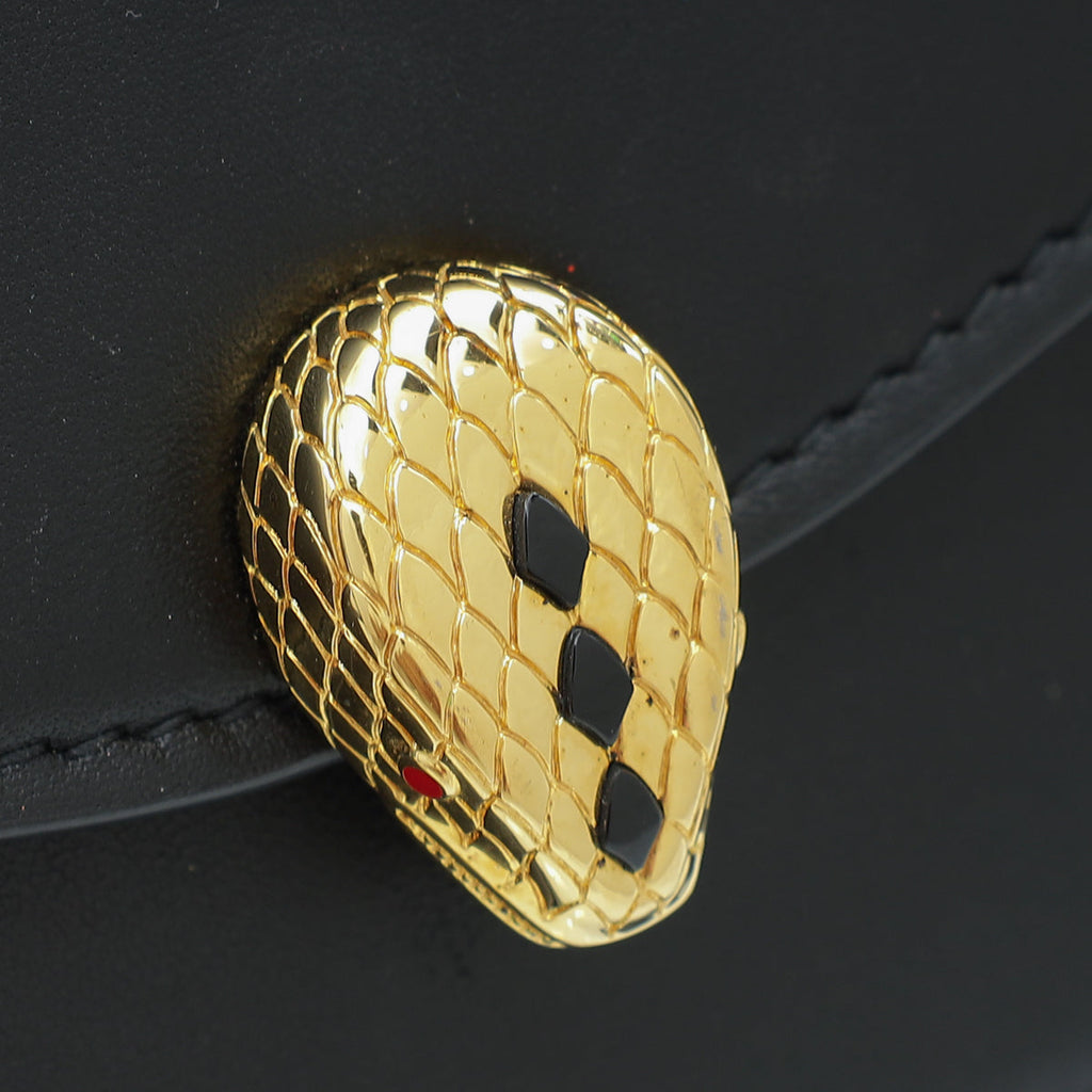 Bvlgari Black Serpenti Forever Chain Top Handle Flap Small Bag
