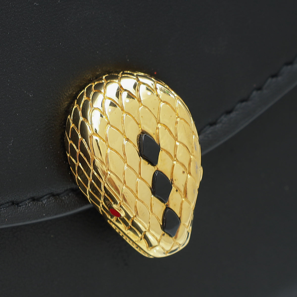 Bvlgari Black Serpenti Forever Chain Top Handle Flap Small Bag