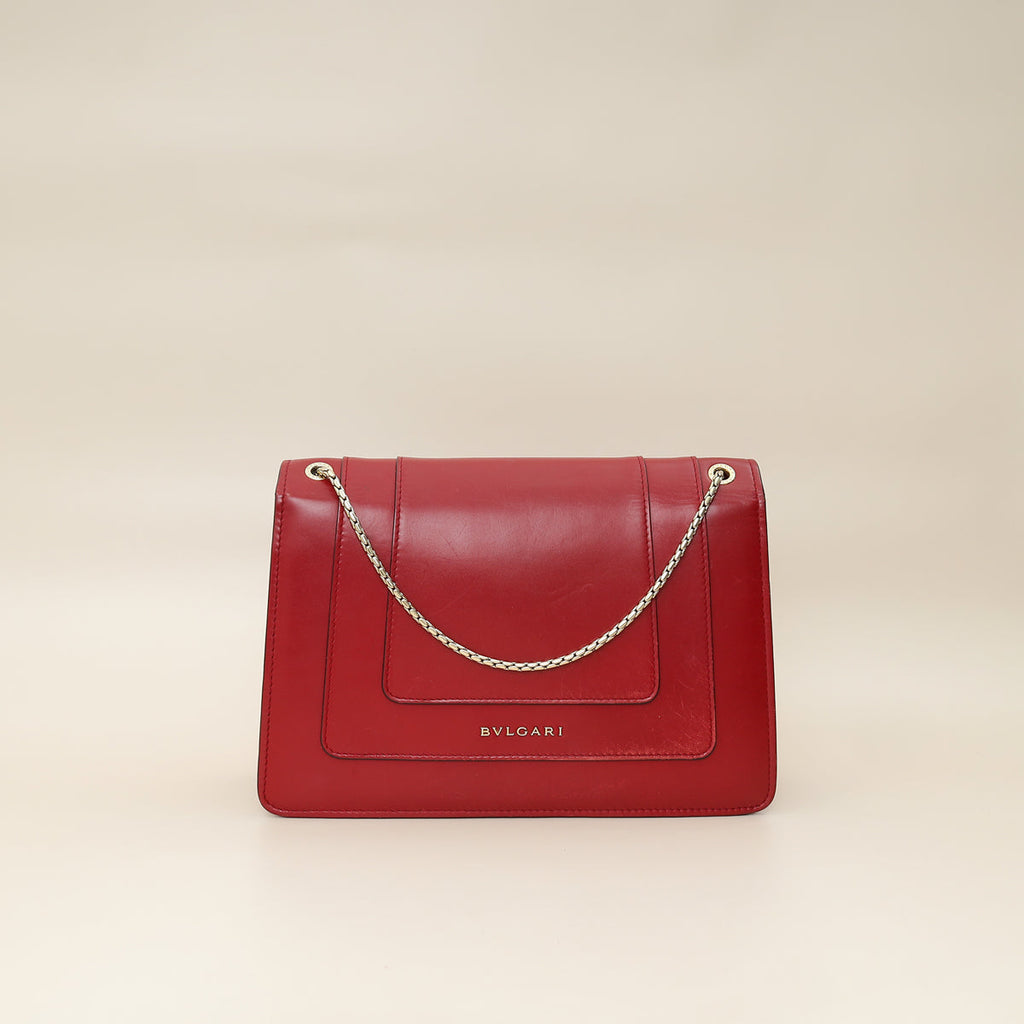Bvlgari Dark Red Serpenti Forever Flap Shoulder Bag