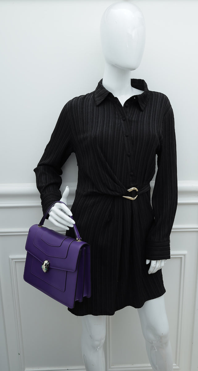 Bvlgari Violet Serpenti Forever Top Handle Bag