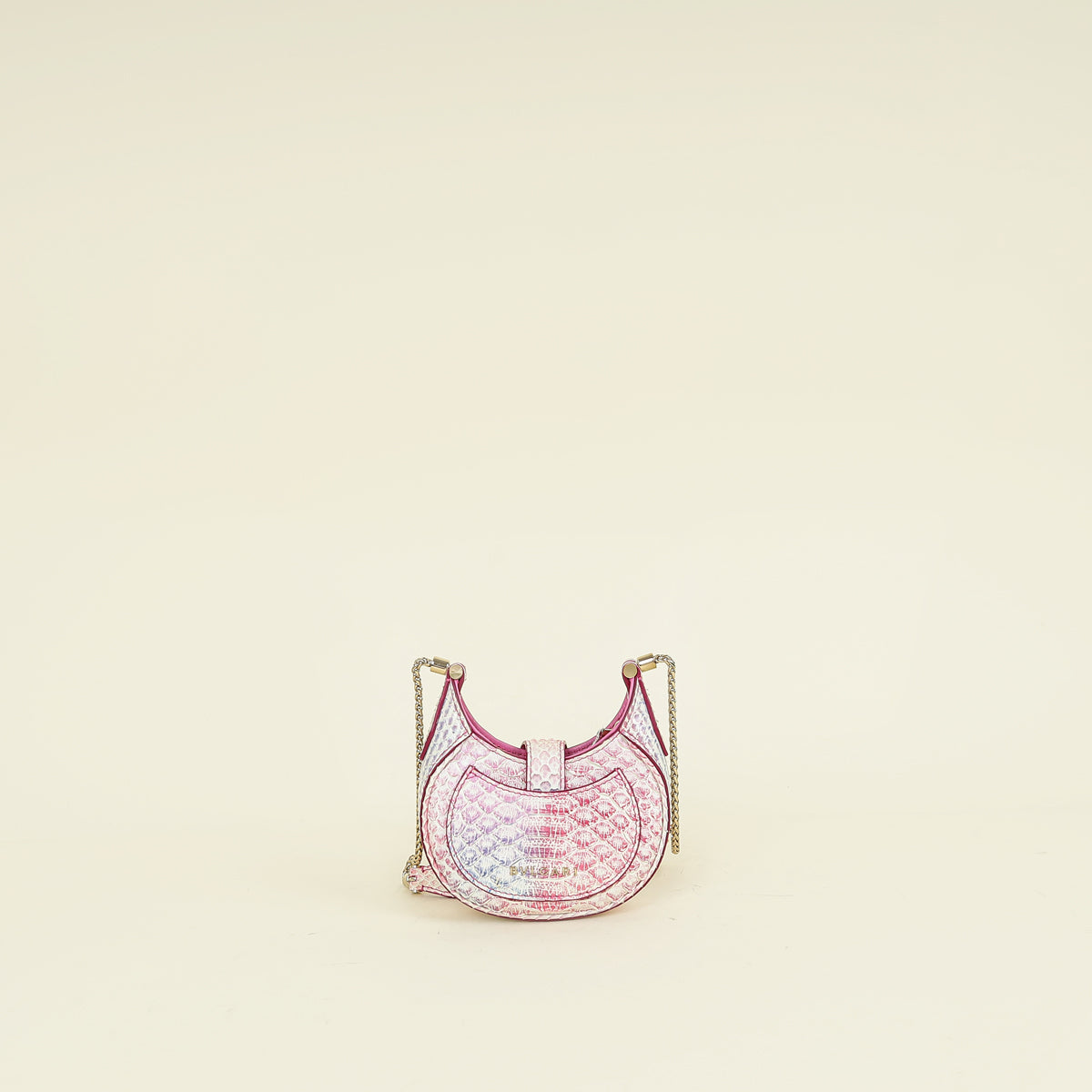 Bvlgari Pink Multicolor Serpenti Ellipse Python Micro Chain Shoulder Crossbody Bag