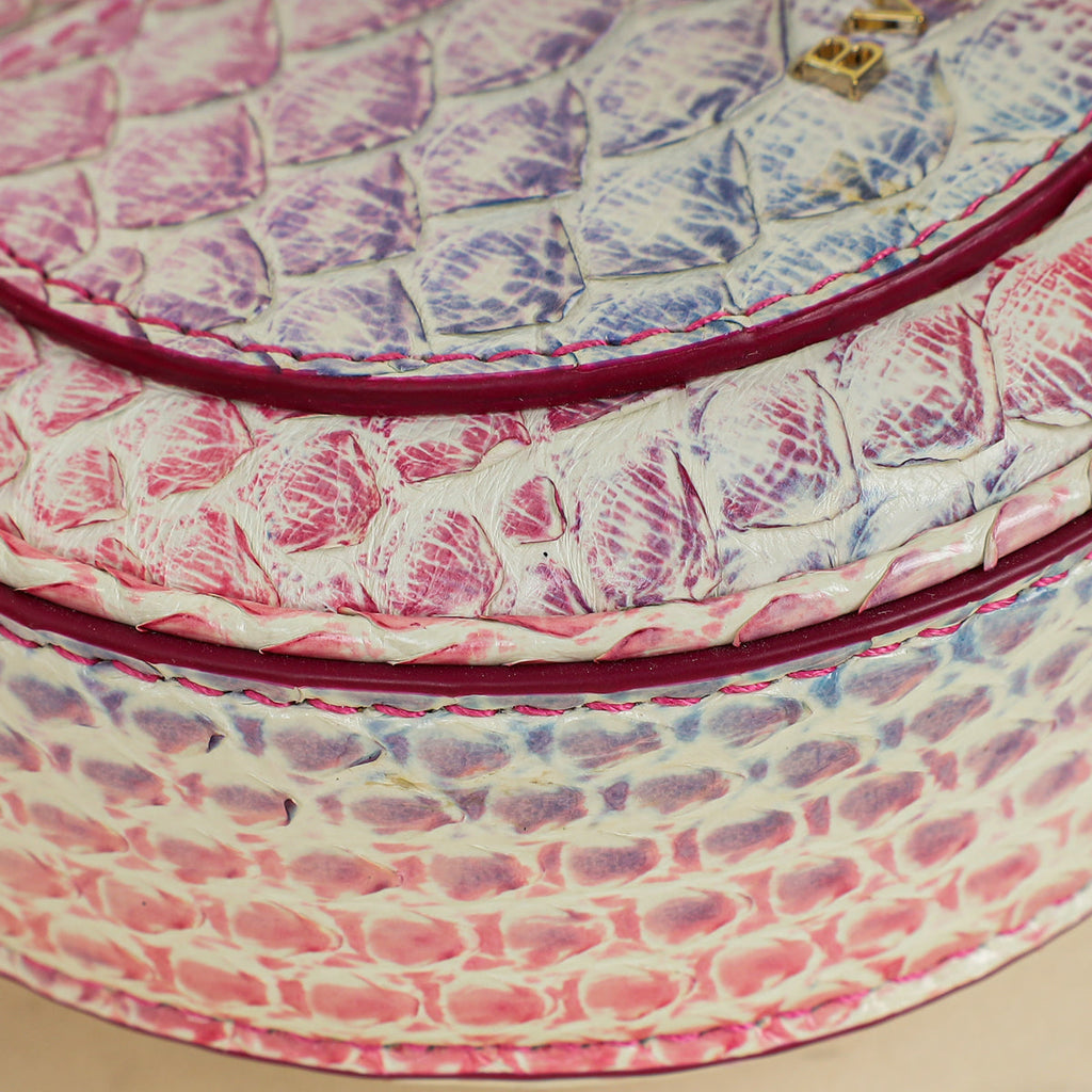 Bvlgari Pink Multicolor Serpenti Ellipse Python Micro Chain Shoulder Crossbody Bag