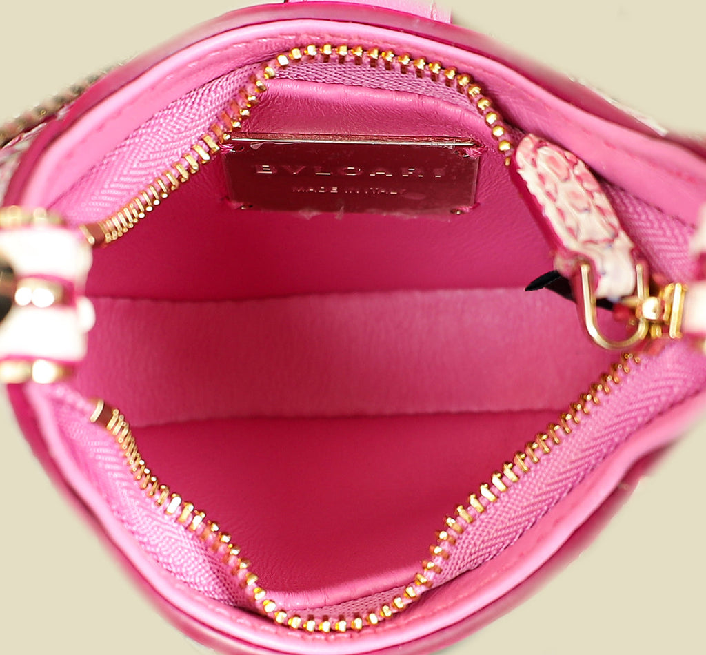 Bvlgari Pink Multicolor Serpenti Ellipse Python Micro Chain Shoulder Crossbody Bag