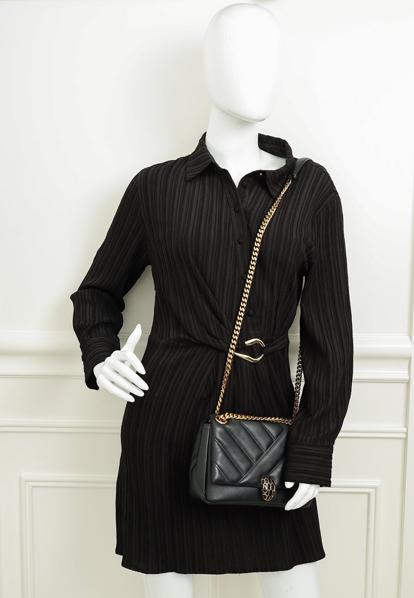 Bvlgari Black Serpenti Cabochon Small Shoulder Bag