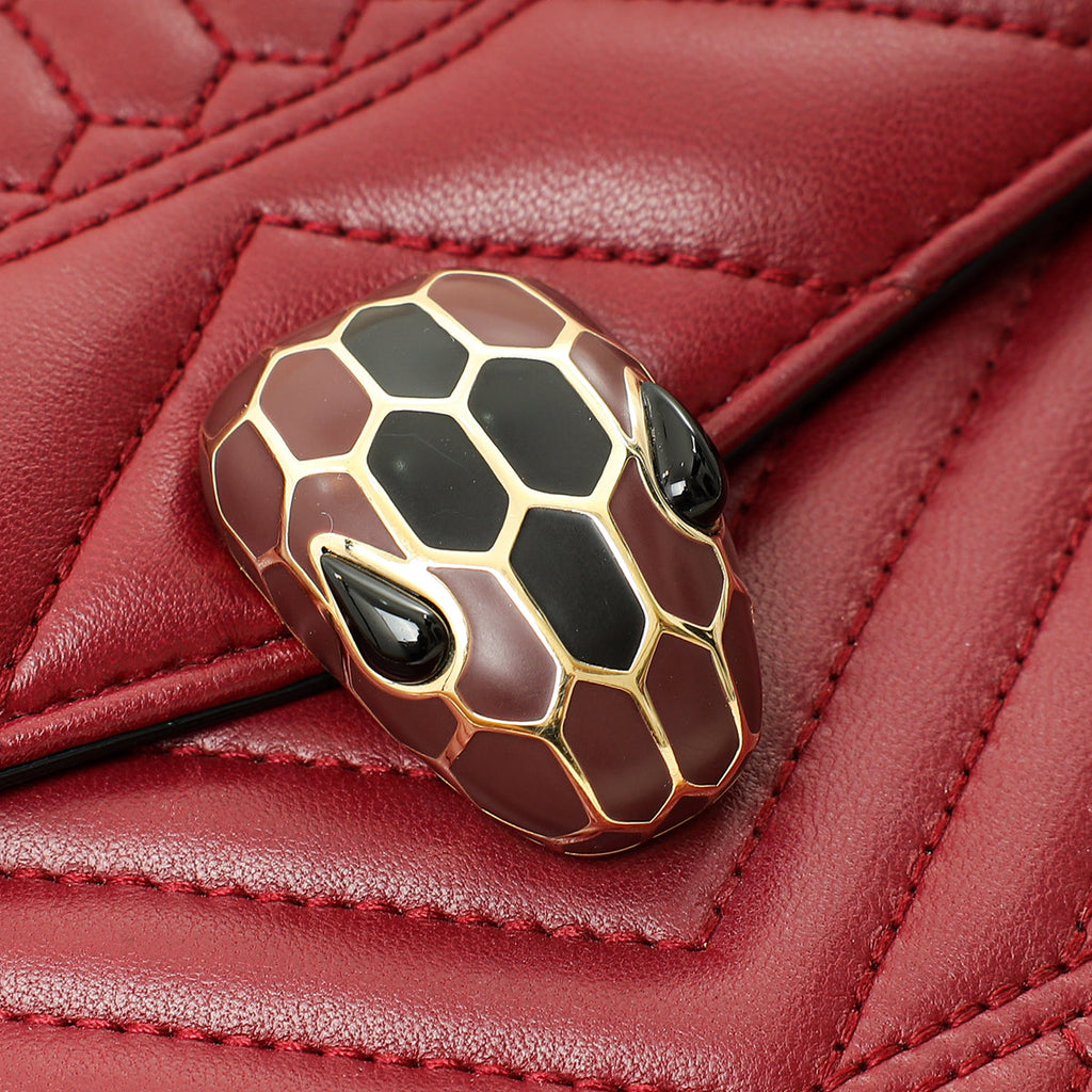 Bvlgari Burgundy Serpenti Forever Quilted Scaglie Flap Medium Bag