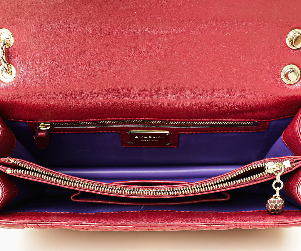 Bvlgari Burgundy Serpenti Forever Quilted Scaglie Flap Medium Bag