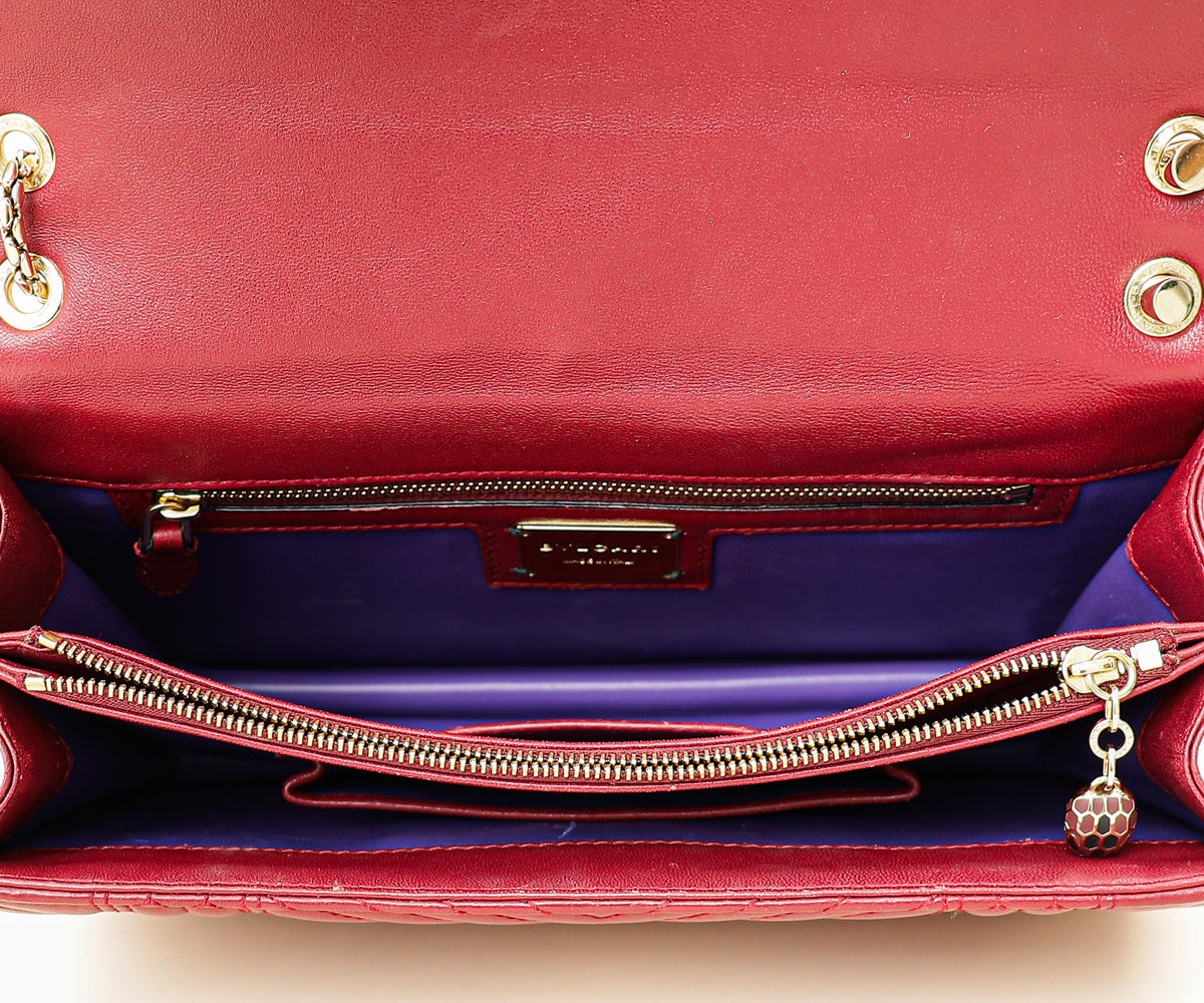 Bvlgari Burgundy Serpenti Forever Quilted Scaglie Flap Medium Bag