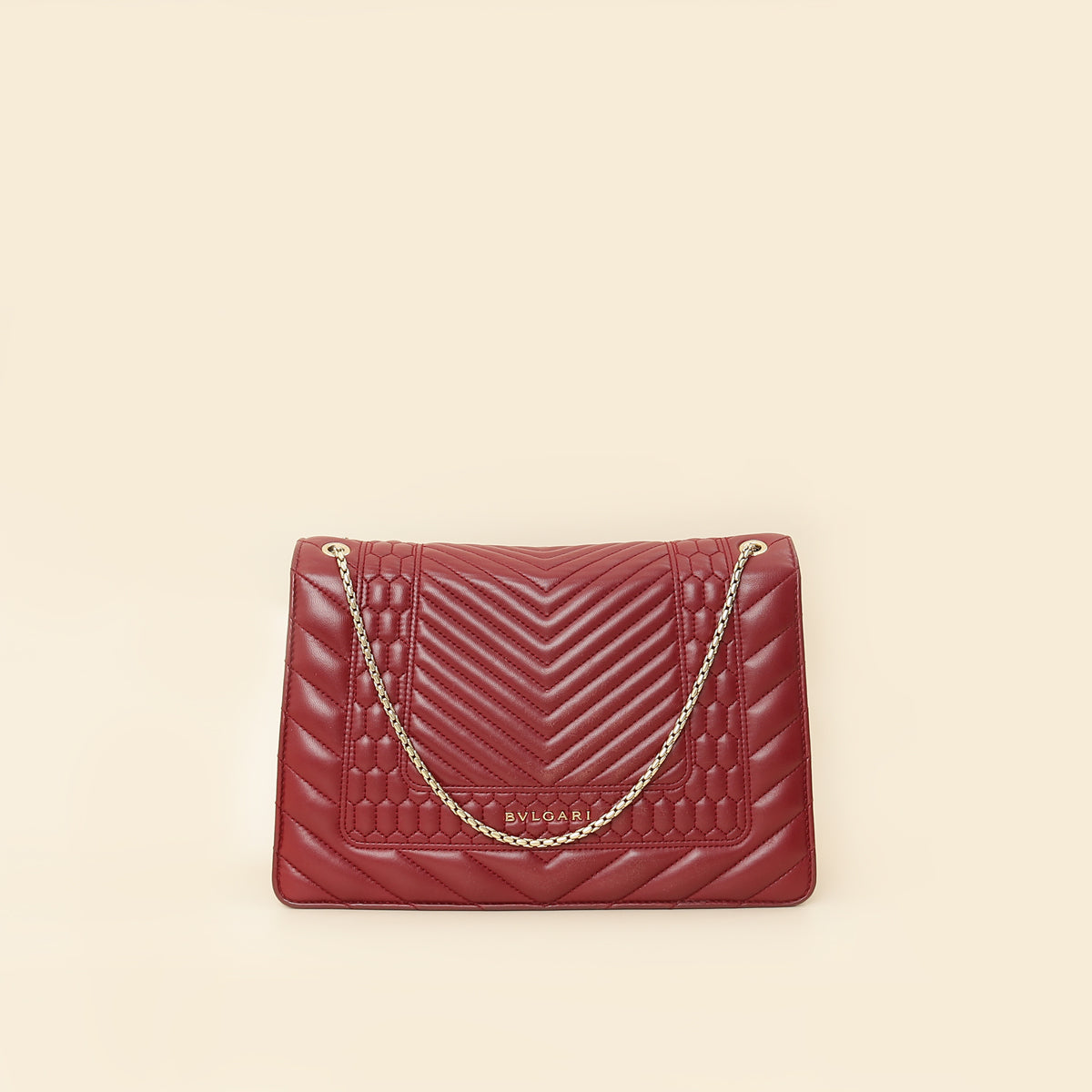 Bvlgari Burgundy Serpenti Forever Quilted Scaglie Flap Medium Bag