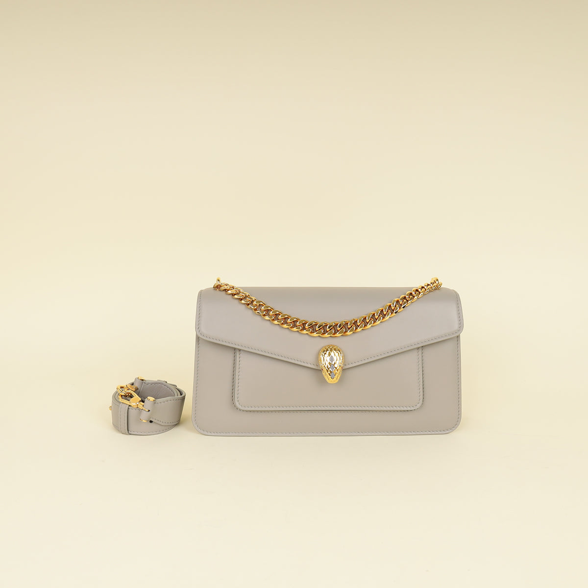 Bvlgari Grey Serpenti East-west Maxi Chain Shoulder Bag