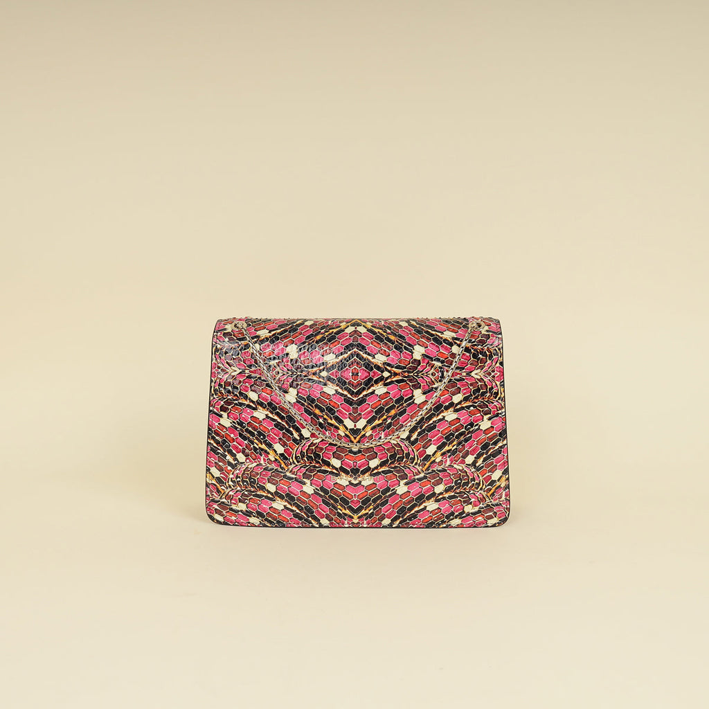 Bvlgari Pink Multicolor L.E Serpenti Forever Python Flap Bag