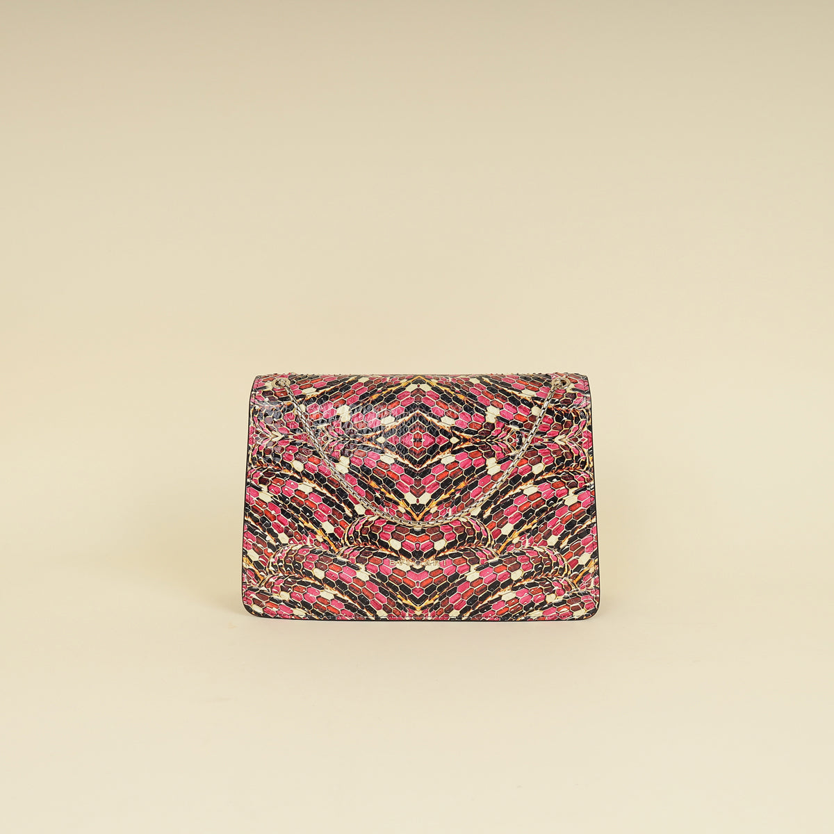Bvlgari Pink Multicolor L.E Serpenti Forever Python Flap Bag