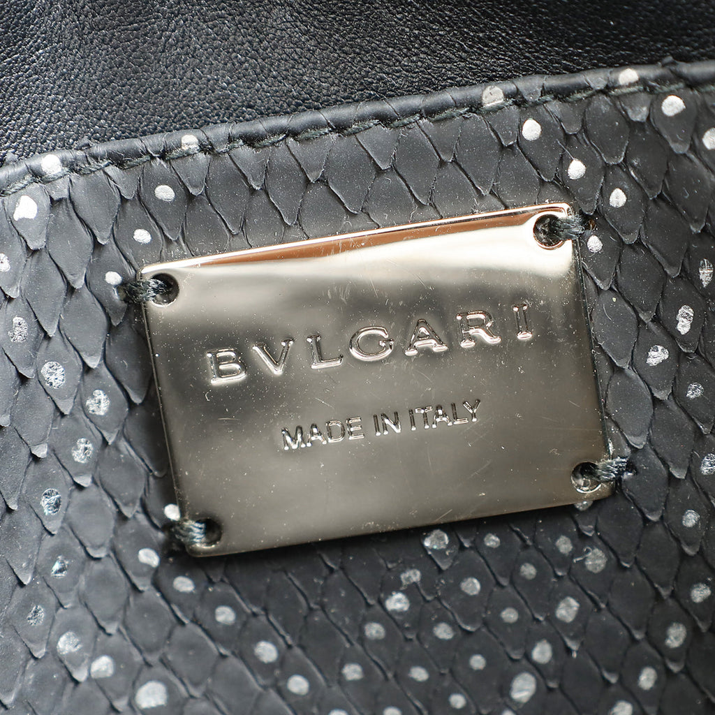 Bvlgari Black Python Serpenti Forever Tassel Clutch Bag