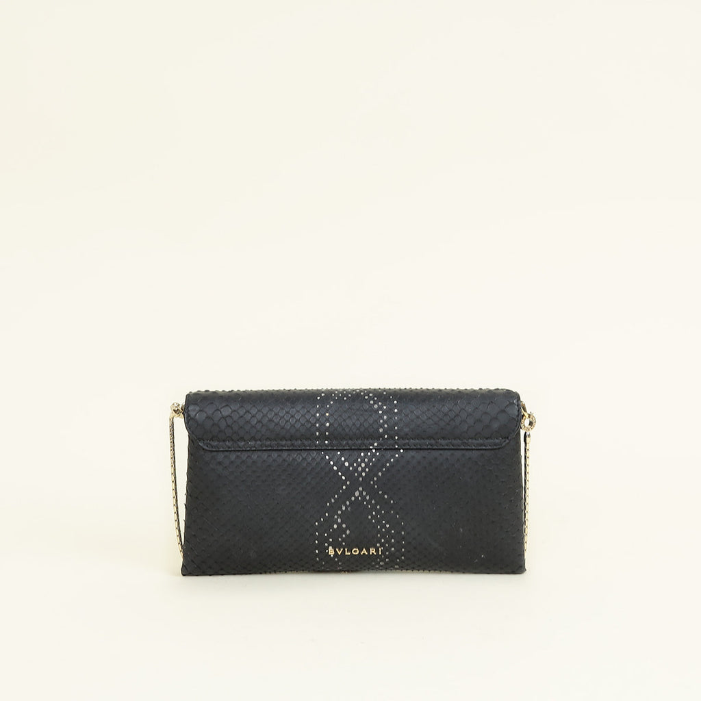 Bvlgari Black Python Serpenti Forever Tassel Clutch Bag