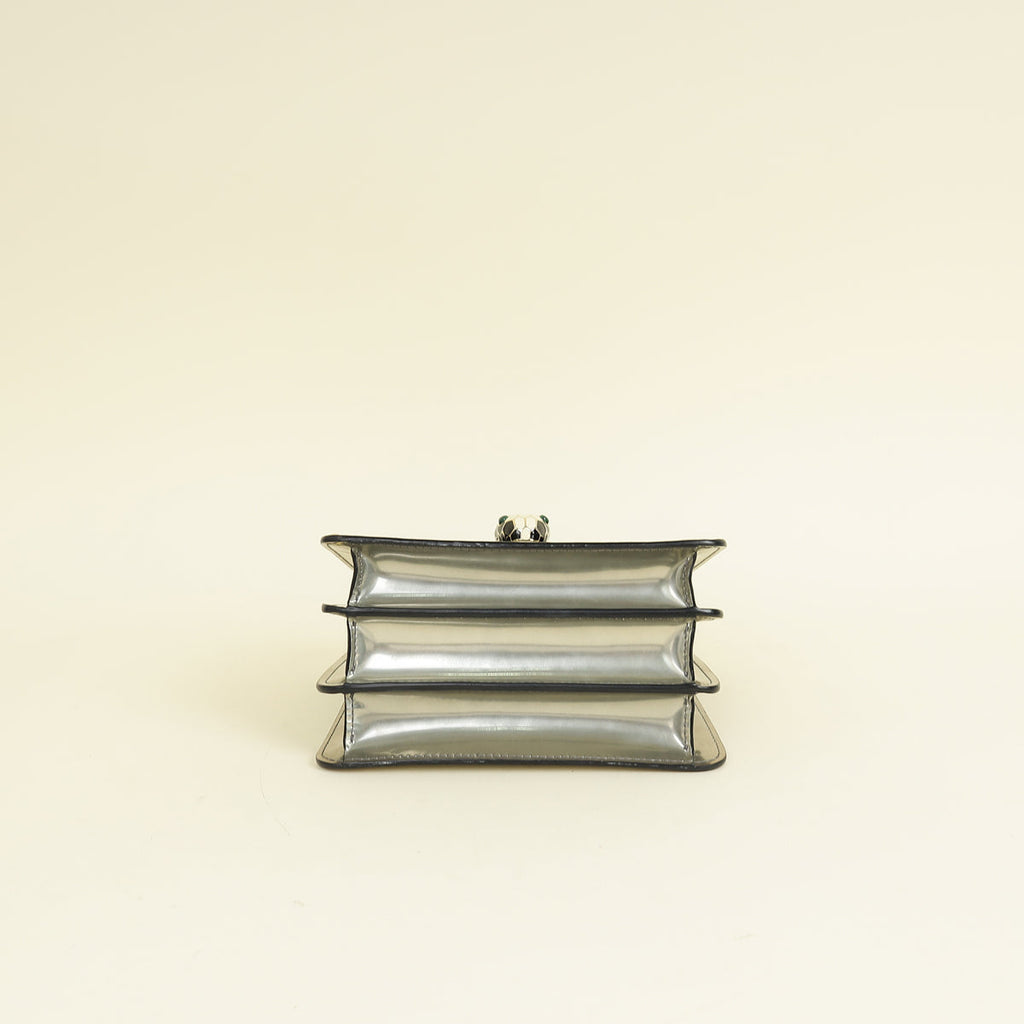 Bvlgari Metallic Grey Serpenti Forever Top Handle Small Bag