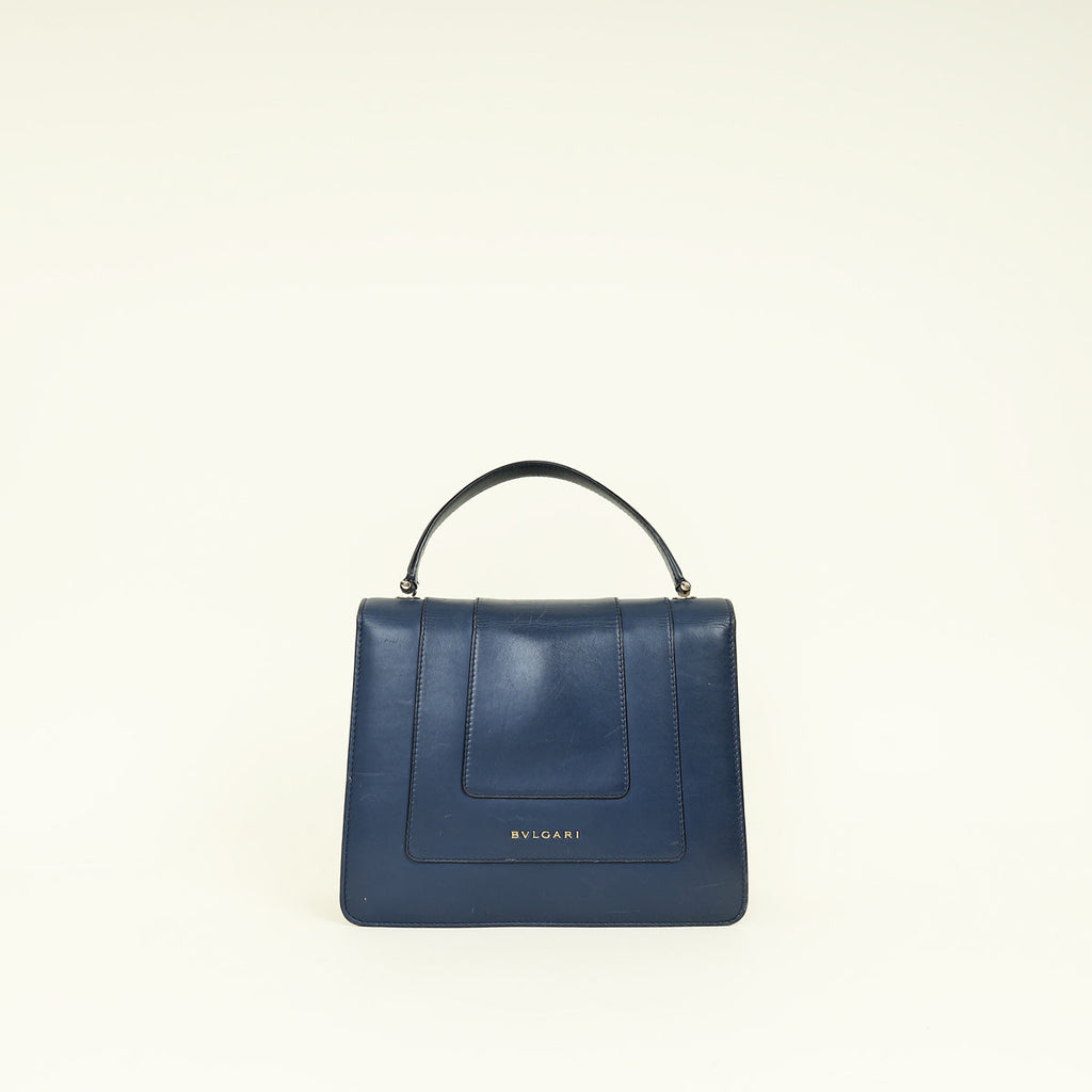 Bvlgari Navy Blue Serpenti Forever Top Handle Bag