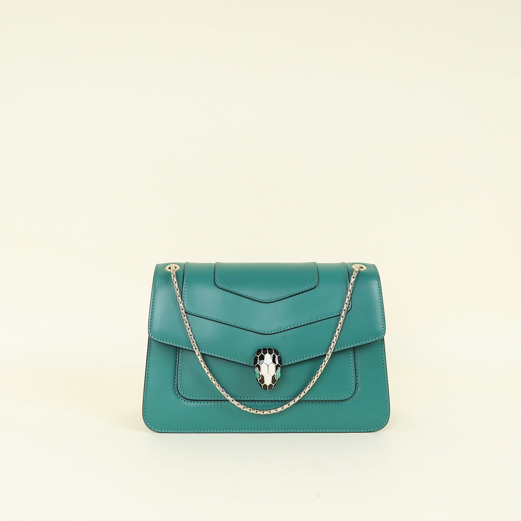 Bvlgari Green Serpenti Forever Flap Shoulder Bag