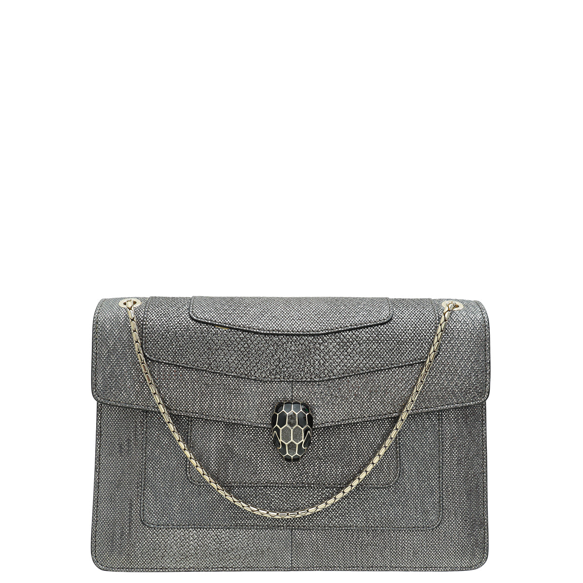 Bvlgari Metallic Grey Serpenti Forever Metallic Karung Shoulder Bag