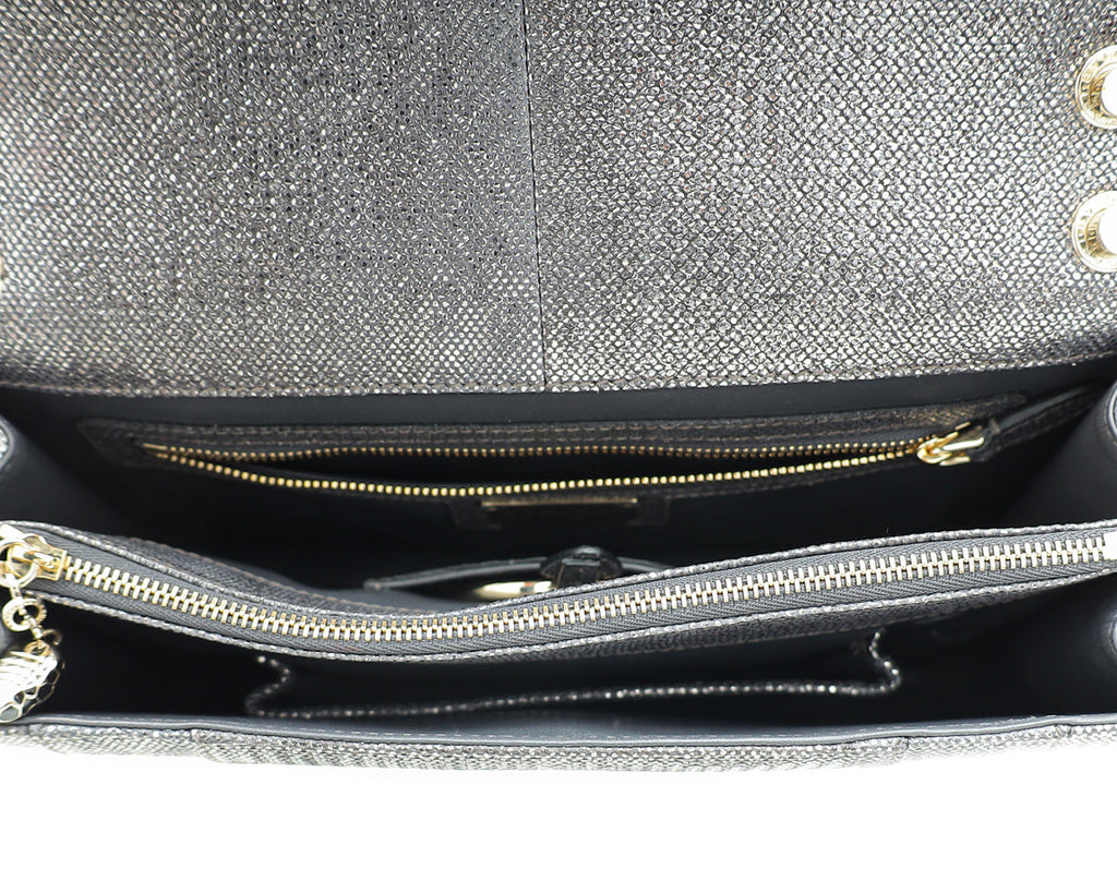 Bvlgari Metallic Grey Serpenti Forever Metallic Karung Shoulder Bag