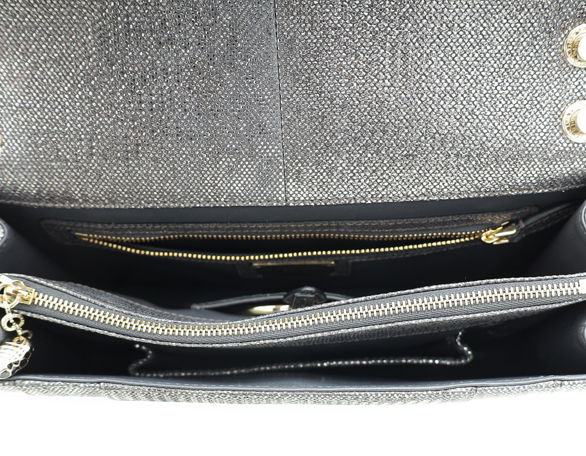 Bvlgari Metallic Grey Serpenti Forever Metallic Karung Shoulder Bag