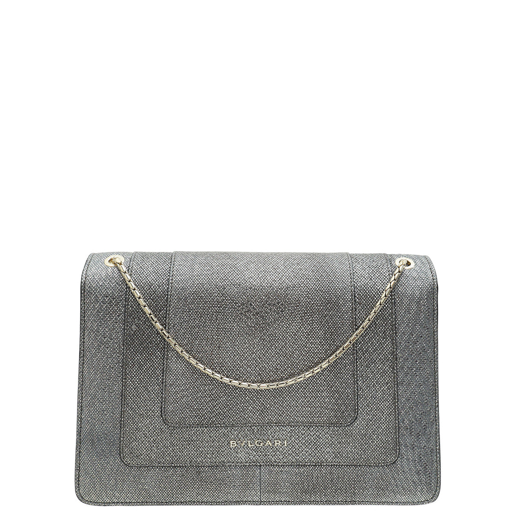 Bvlgari Metallic Grey Serpenti Forever Metallic Karung Shoulder Bag