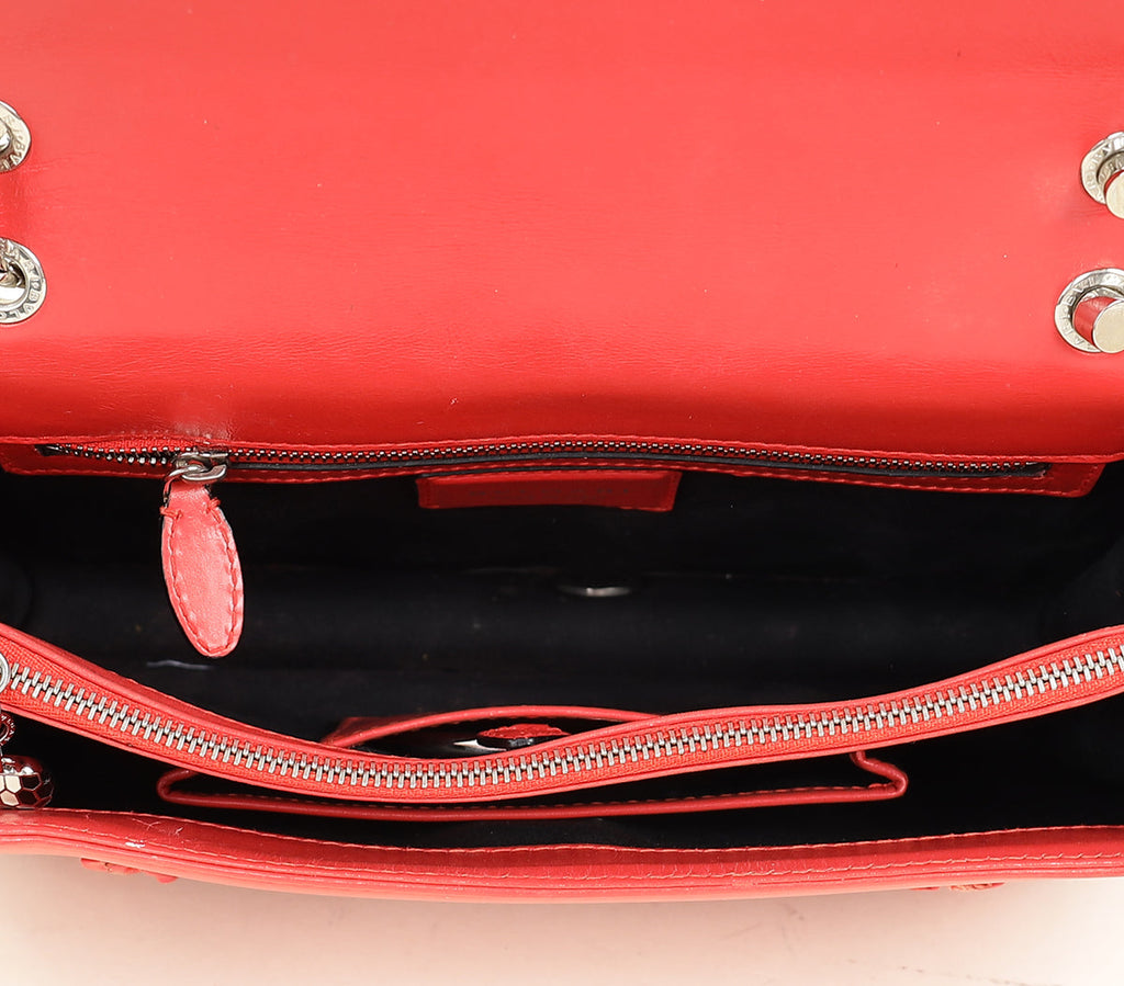 Bvlgari Red Serpenti Ruffled Forever Shoulder Bag