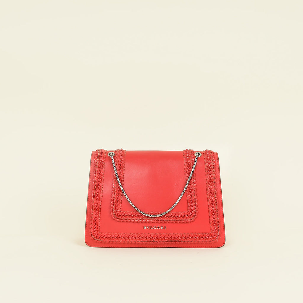 Bvlgari Red Serpenti Ruffled Forever Shoulder Bag