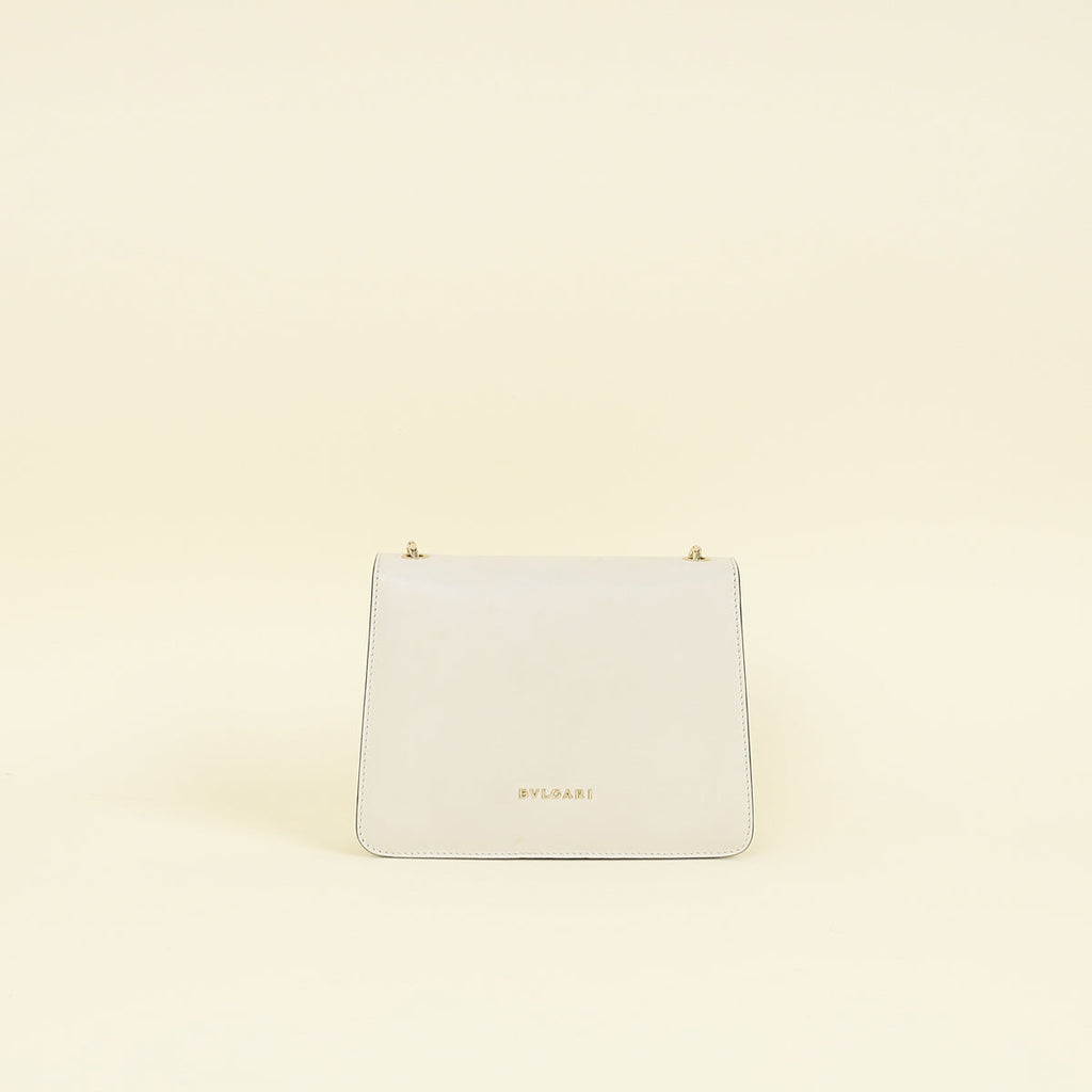 Bvlgari White Cream Pop Heart Studded Serpenti Forever Shoulder Bag