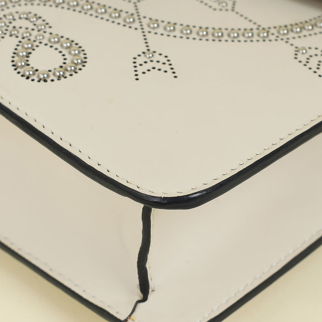 Bvlgari White Cream Pop Heart Studded Serpenti Forever Shoulder Bag