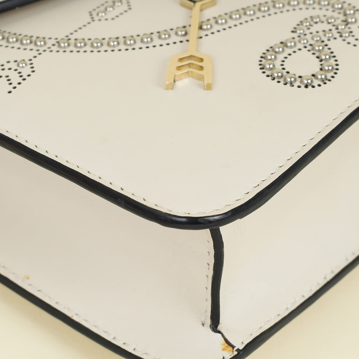 Bvlgari White Cream Pop Heart Studded Serpenti Forever Shoulder Bag