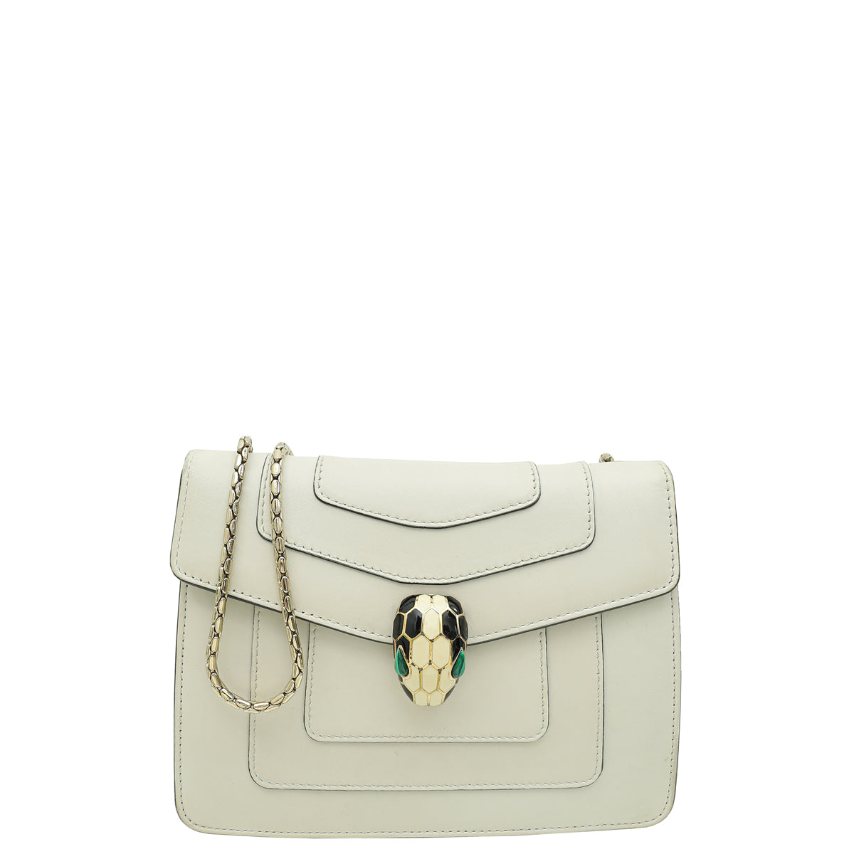 Bvlgari White Serpenti Forever Flap Bag