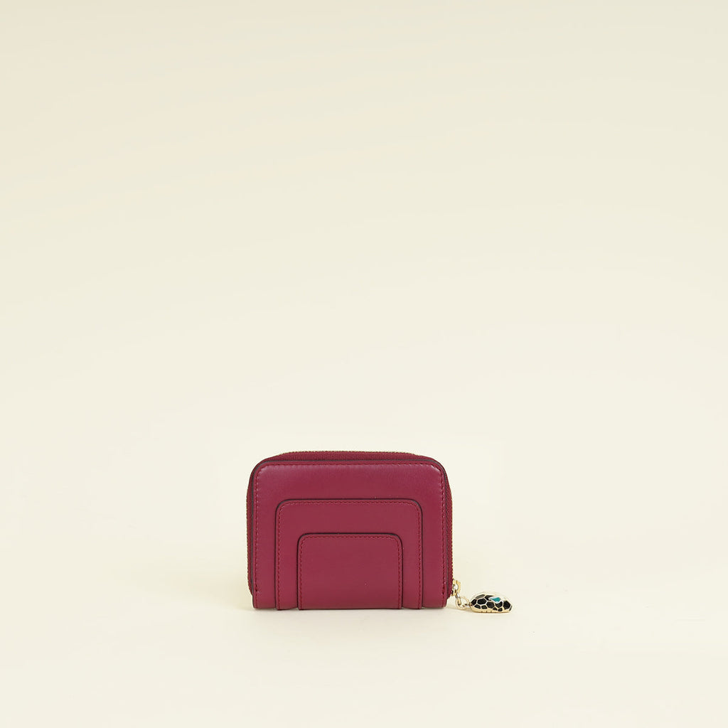 Bvlgari Dark Fuchsia Serpenti Forever Mini Zipped Wallet