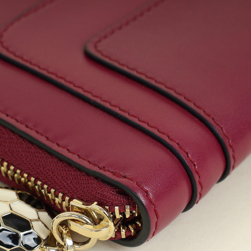 Bvlgari Dark Fuchsia Serpenti Forever Mini Zipped Wallet