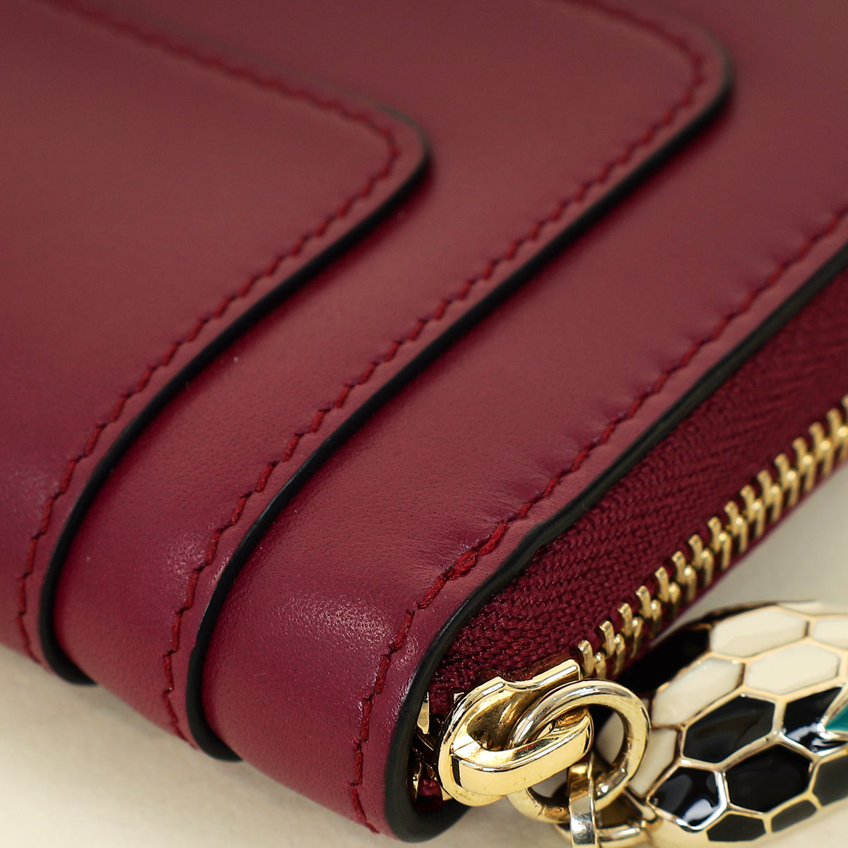 Bvlgari Dark Fuchsia Serpenti Forever Mini Zipped Wallet