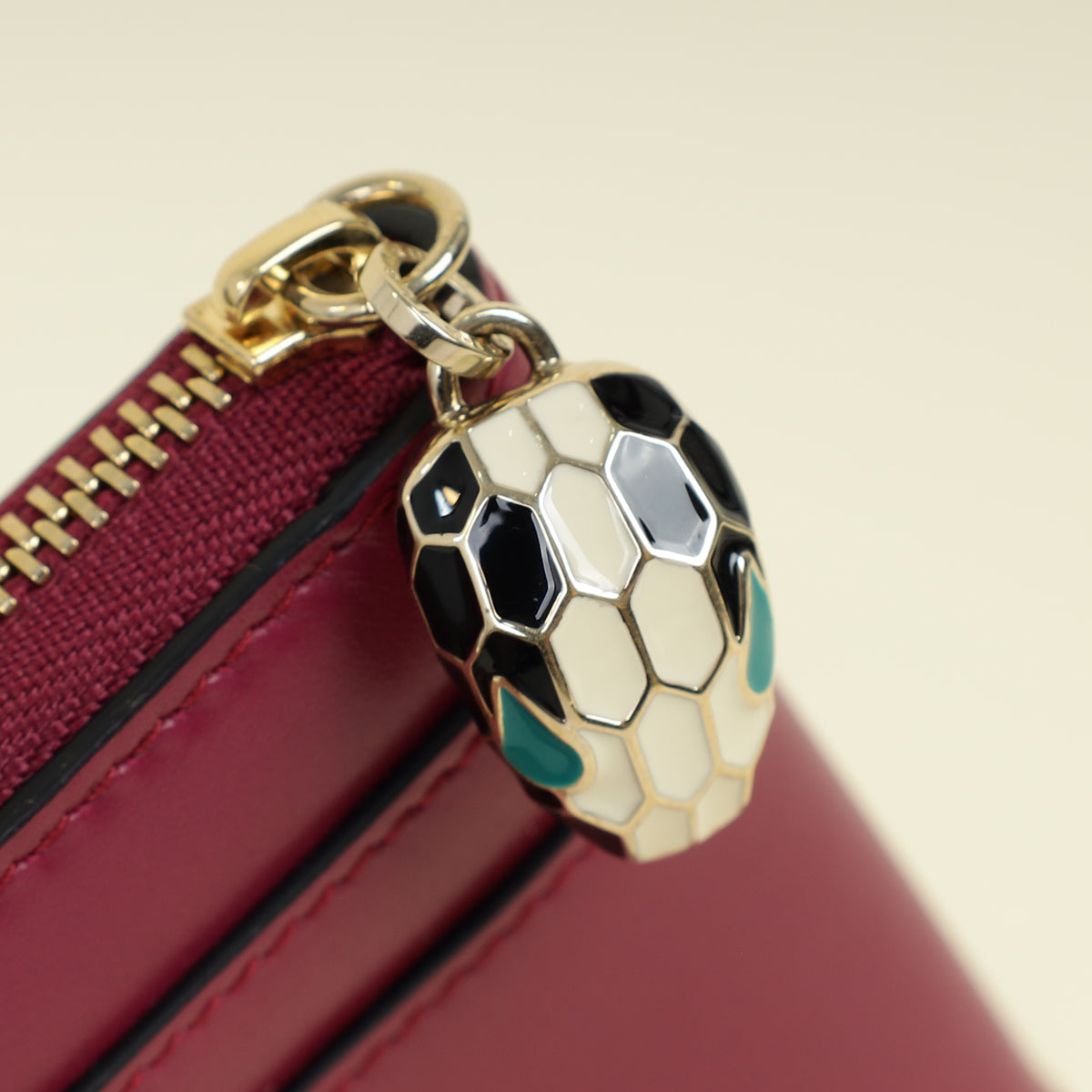 Bvlgari Dark Fuchsia Serpenti Forever Mini Zipped Wallet